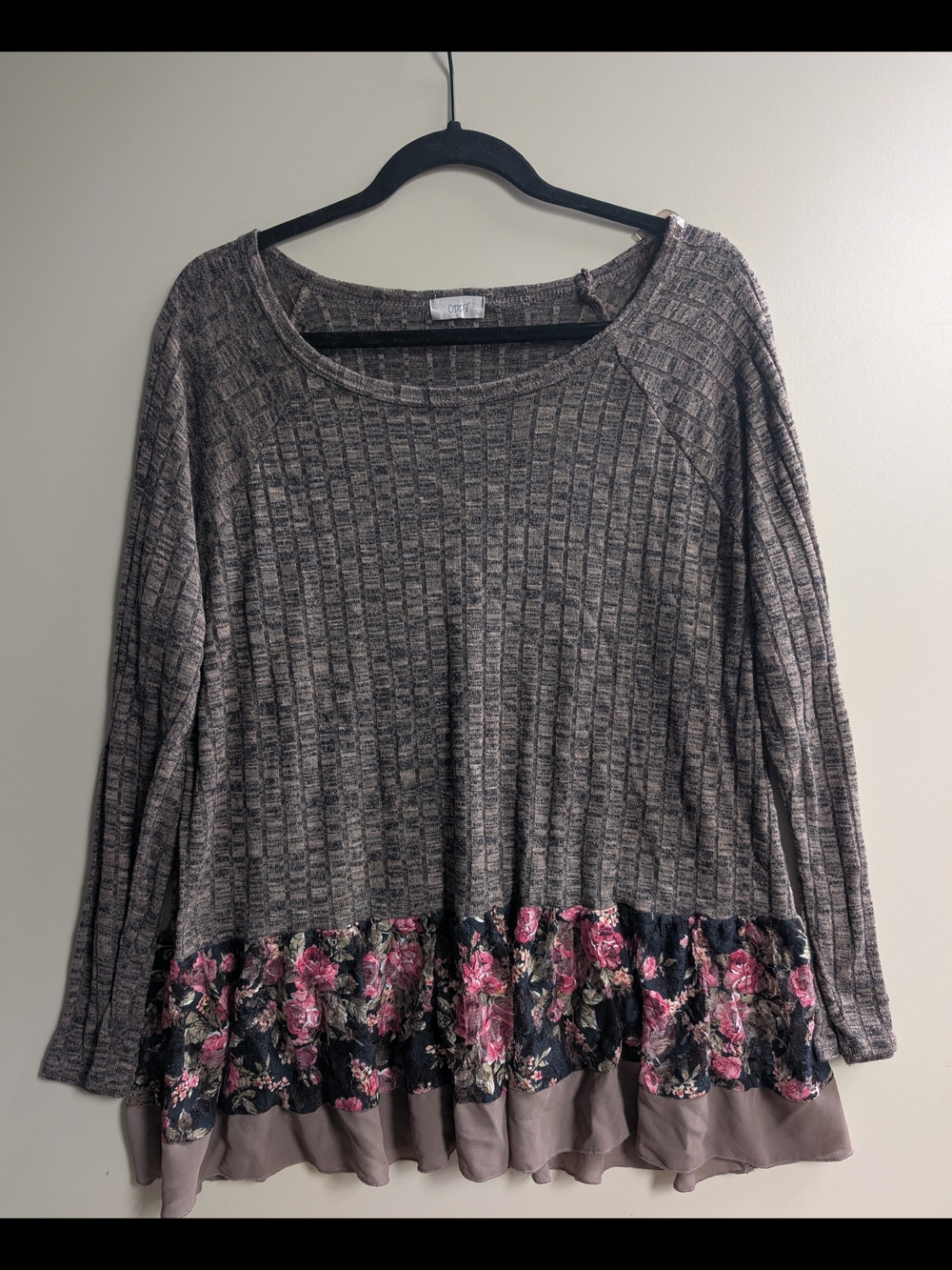 ODDY Women's Soft Cottagecore Floral Ruffle Hem Tunic Size XL